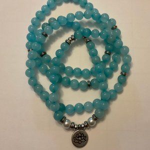 Are you a mermaid? Mala Bead Necklace:  Meditation Balance Calming Anti Anxiety